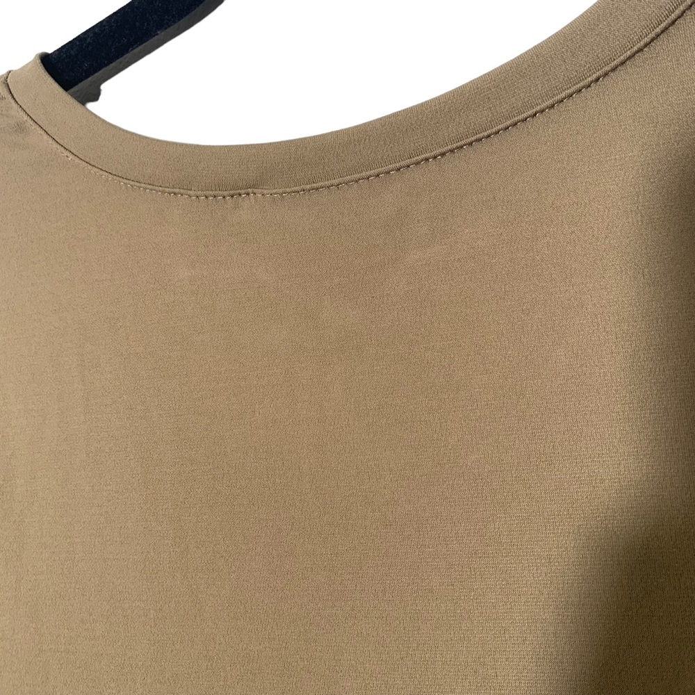 Susan graver tan XXS ruched sleeves knit shirt comfort soft v neck minimalist - Picture 5 of 10